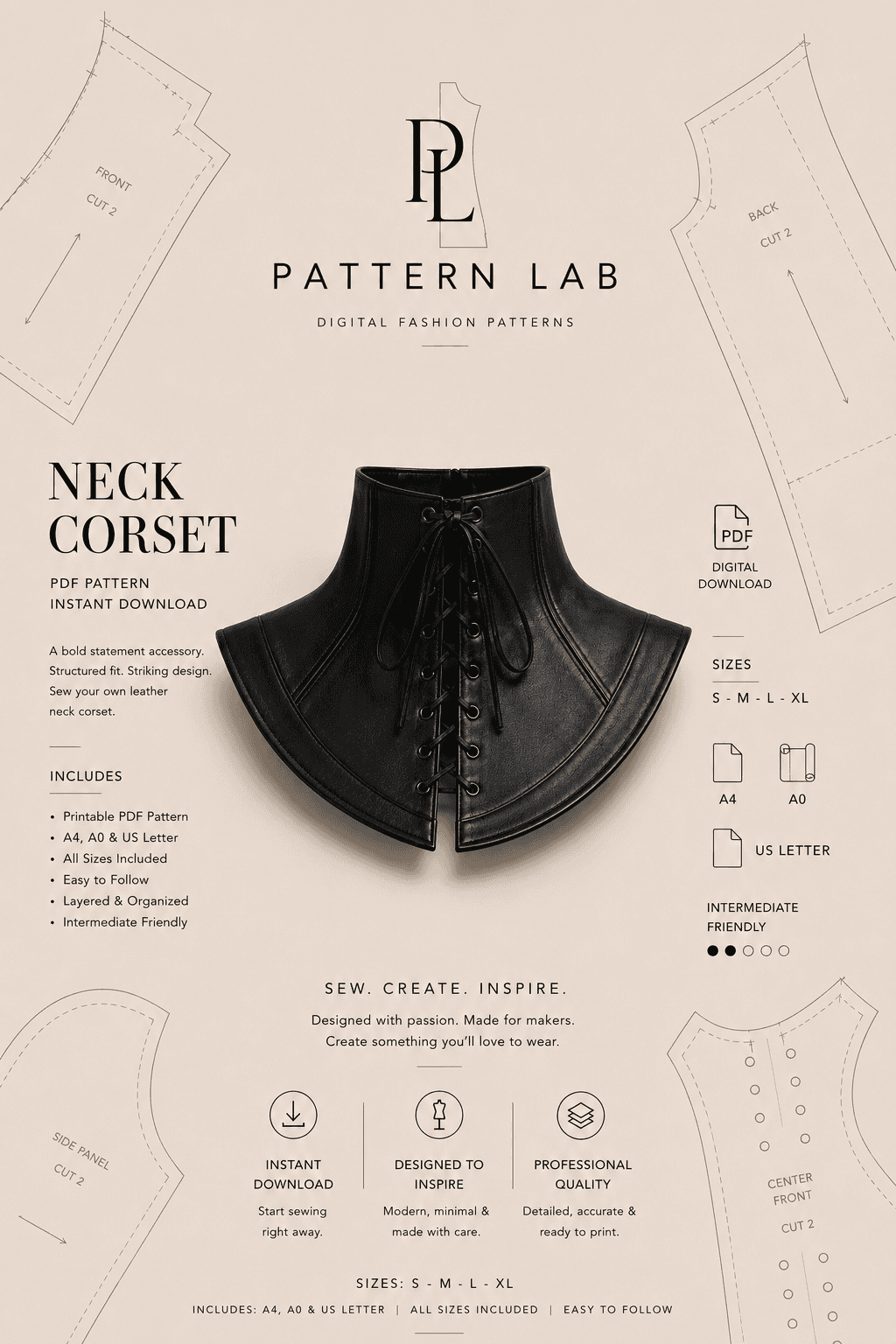 Neck Corset Sewing Pattern